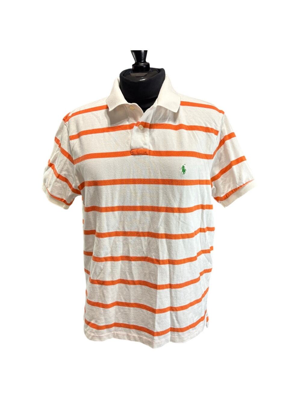 Polo Ralph Lauren Kids Sz XL Short Sleeve Polo Orange White Stripe Green Pony